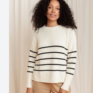 Tradlands Striped Cream and Black Women's Loose Knit Sweater Size 2X